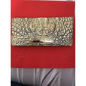 Brahmin Melbourne Metallic Gold Croc Embossed Wallet 8”Lx3.75W